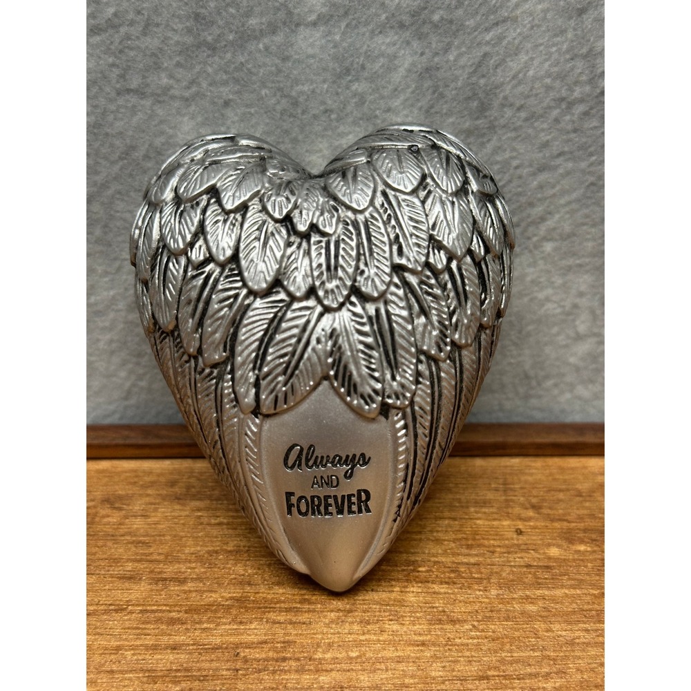 Demdaco Heart Trinket Box Silver Angel Wings Always and Forever Keepsake